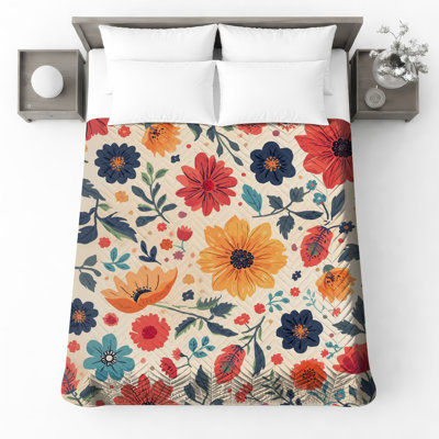 Couvre-lit matelassé à motif floral coloré 