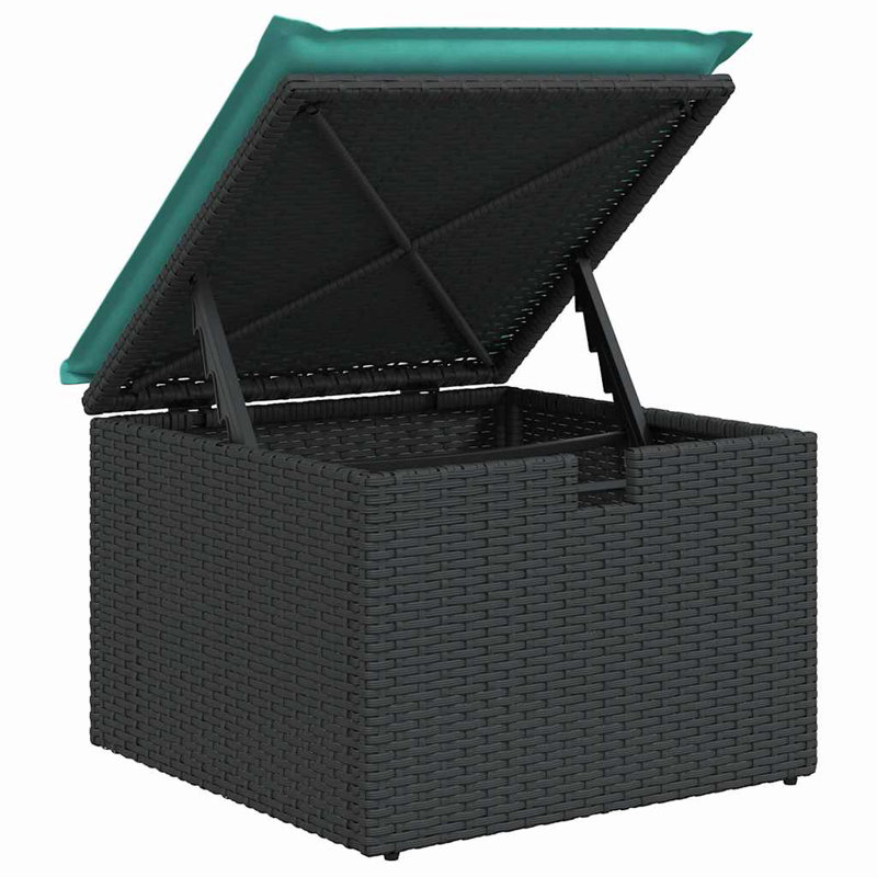  Ensemble de canapé de patio 7 pièces avec coussins en rotin de polyester noir