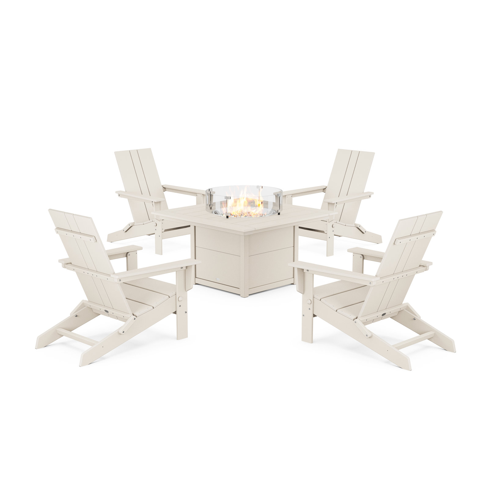 POLYWOOD® x AllModern 4-Person Folding Adirondack Patio Seating Group with Side Table, Sand
