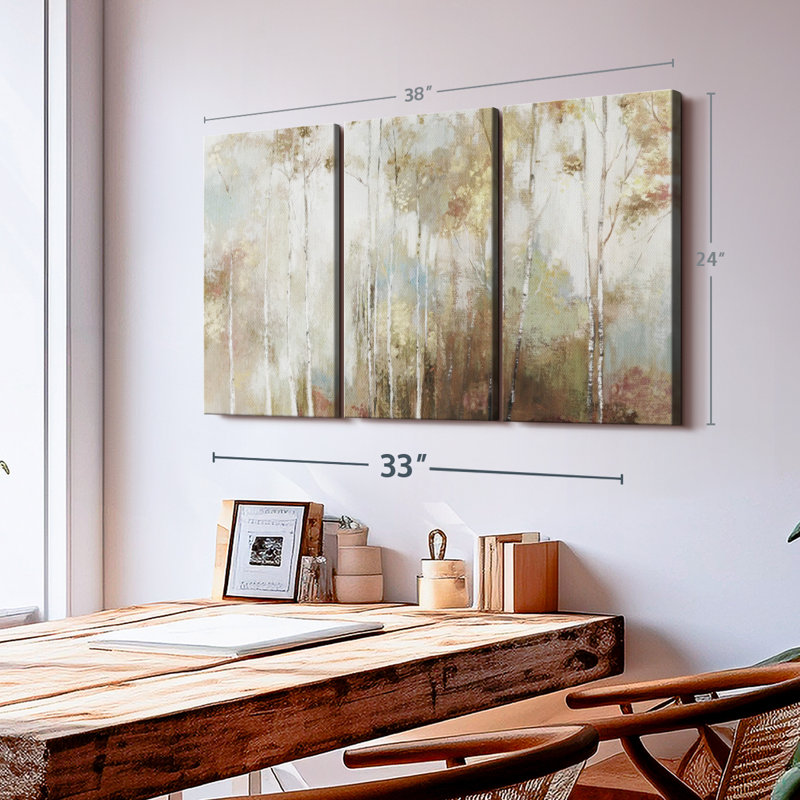 «Fine Birch III», 3 pièces sur toile, H 24 po x l 38 po
