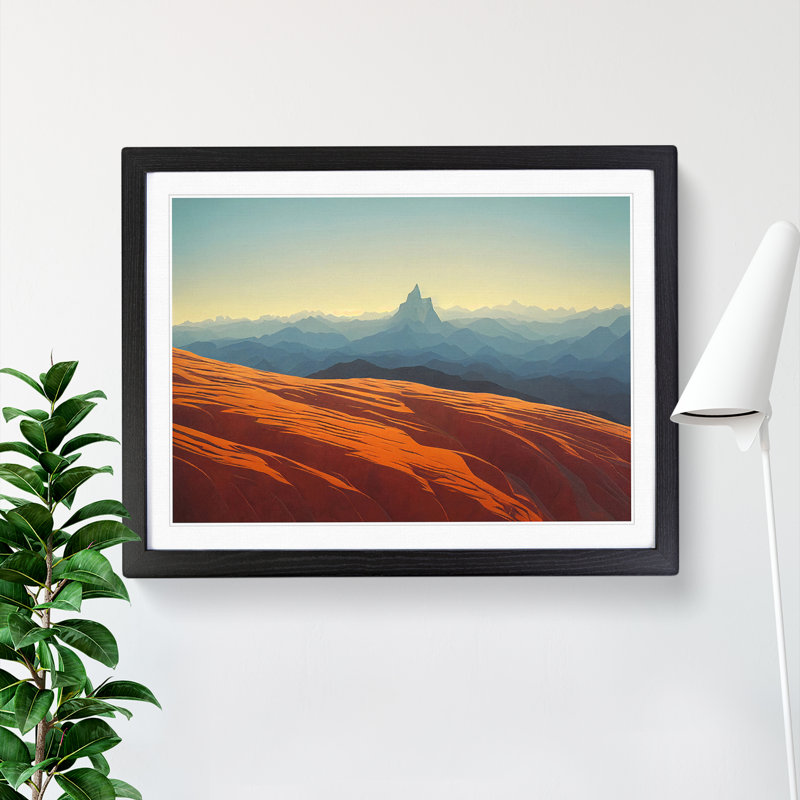 Fabulous Mountain Landscape 1 Piece Single Picture Frame Painting, 46cm H x 64cm W x 2cm D, Black