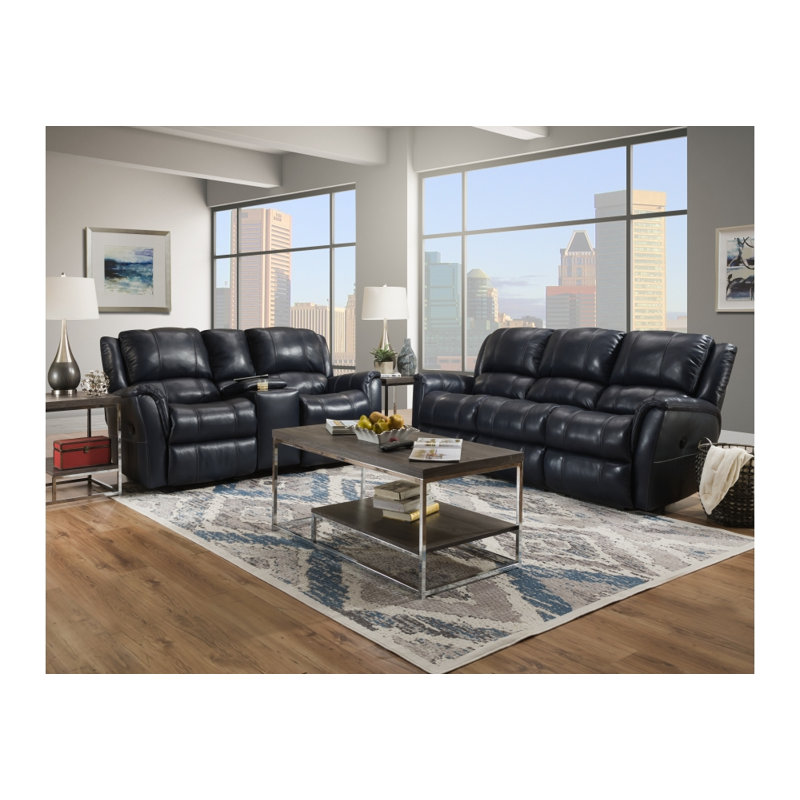 Dayari Upholstered Recliner, Blue Genuine Leather