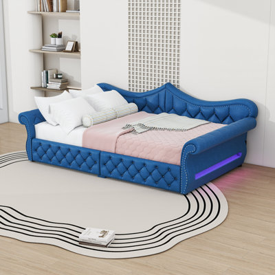 Upholstered Daybed with LED and Nailhead Trim