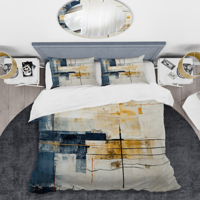 Ensemble de housse de couette bleu et blanc Timeless Minimalisme I - Peinture abstraite