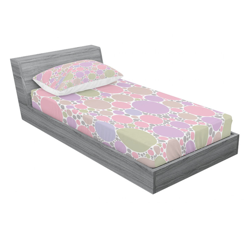 Microfiber Polka Dots Sheet Set, Twin Sheet Set with Fitted Sheet