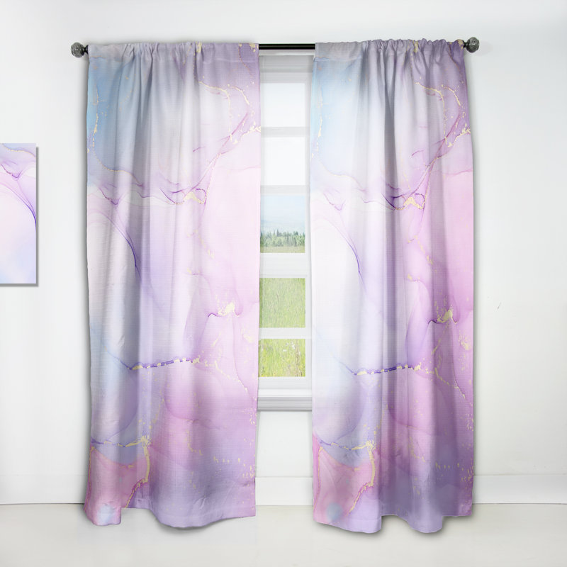 Panneau de rideau simple semi-diaphane avec passe-tringle, L 52 po x L 84 po, Mauve
