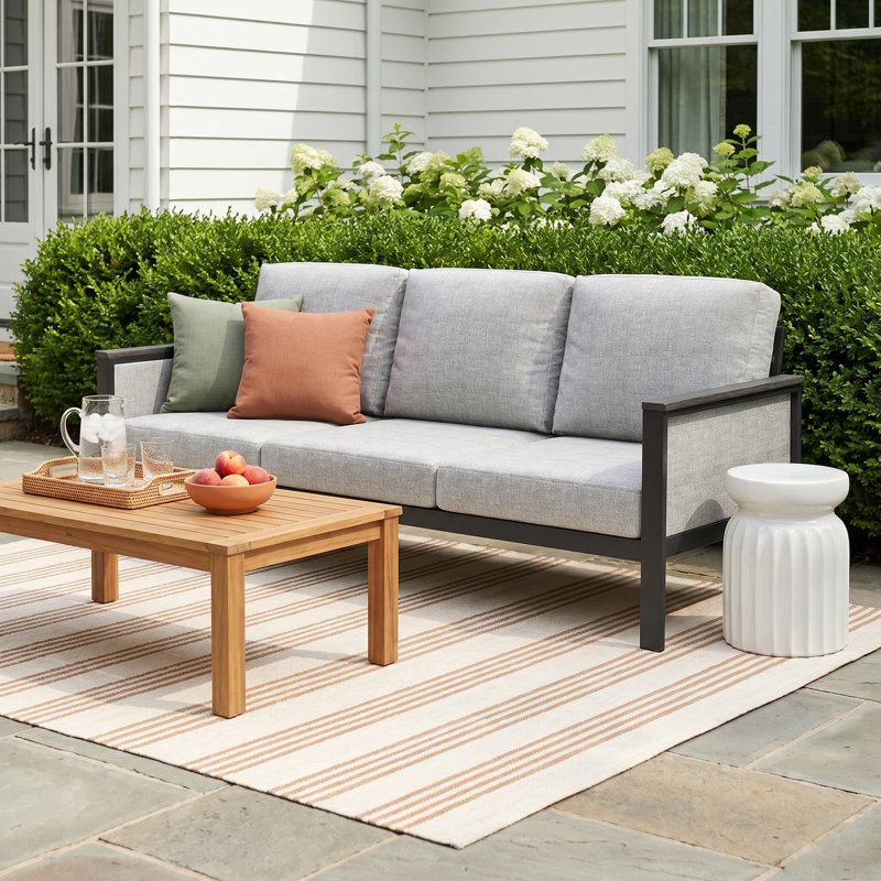 Townsend 80'' Wide Outdoor Patio Sofa with Sunbrella® Cushions, Canvas Navy, Black/Canvas Navy