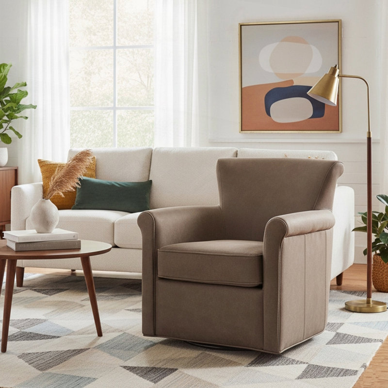 Fauteuil d'appoint pivotant en similicuir, Espresso