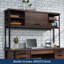 Ensemble de bureau d'ordinateur et bahut, finition brune