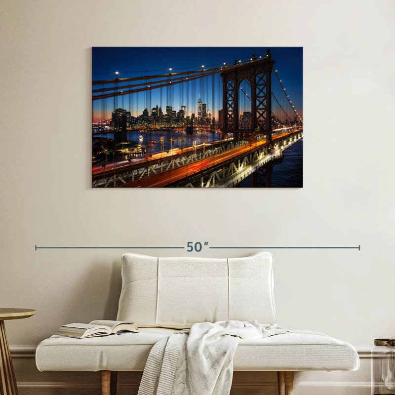 Lilie NY Bridge au coucher du soleil, H 26 po x l 39 po
