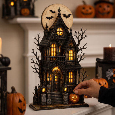 Décoration d'Halloween : citrouille fantôme en bois, ornement idéal pour décorer une table, une armoire ou une étagère, et apporter une touche d'élégance aux coins d'un comptoir.