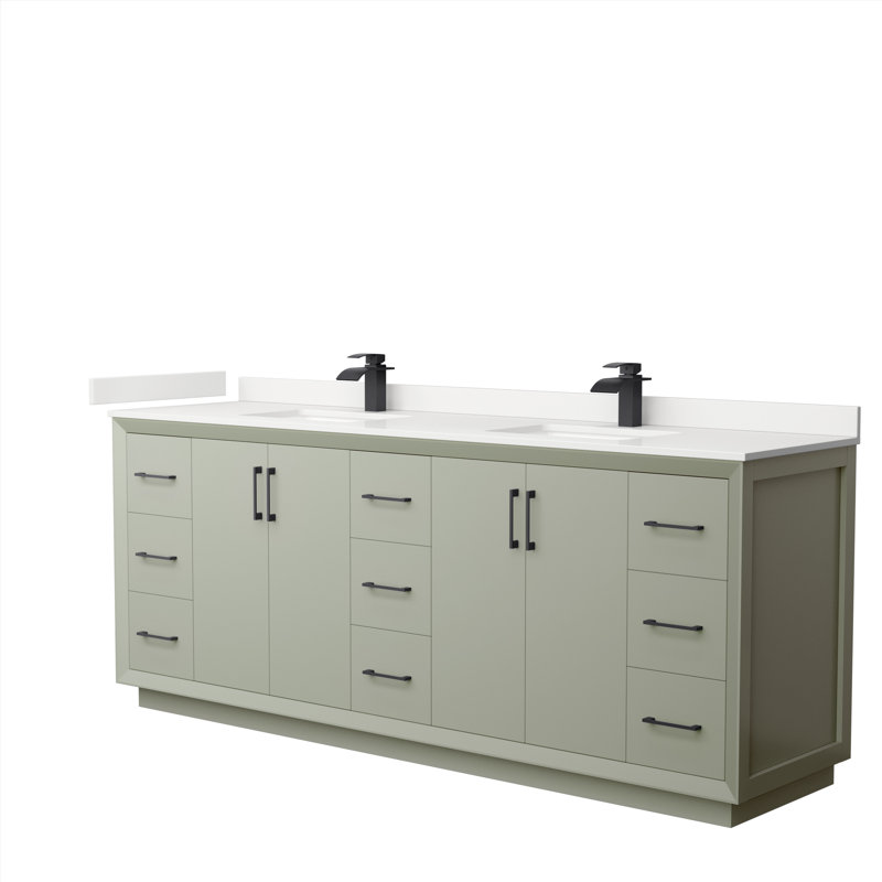 Strada 84'' W Double Vanity, Matte Black, Light Green, WDX13325