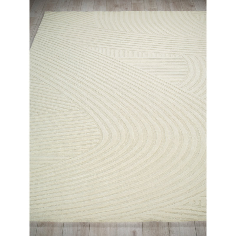 Entro Handmade New Zealand Wool Cream/Ivory Area Rug, Rectangle 14' x 18'