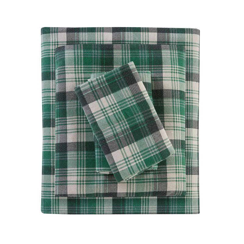 Ensemble de draps Gracie Mills Kayce, Tissu écossais vert, Ensemble literie pour lit simple