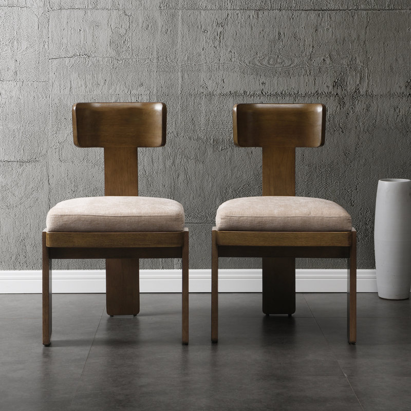 Modern Gray Upholstered Dining Chairs Set of 2 with High-Weight Capacity and Wood Legs, Light Brown