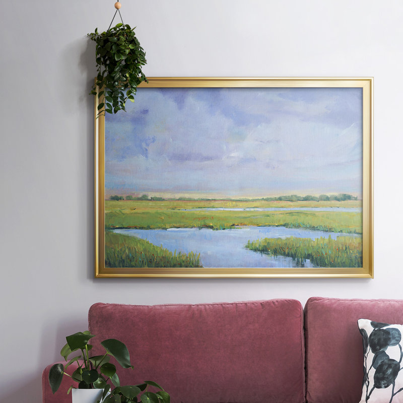 Summer Marsh I, reproduction d'art sur toile, Doré, H 26 po x l 38 po 