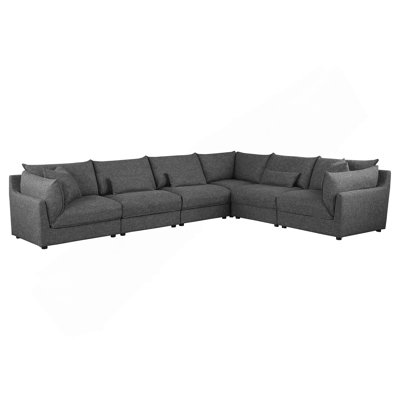 Tomasina Black 6-Piece Upholstered Modular Sectional