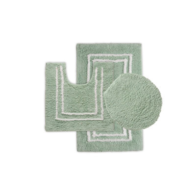 St Mary's Tufted 3 Piece Cotton Bath Rug Set with Lid