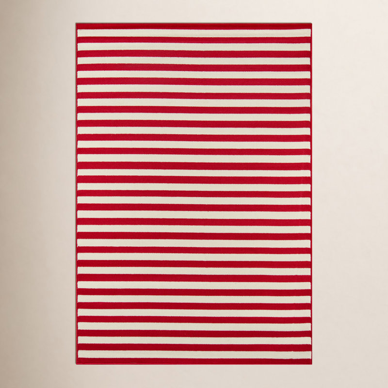 Tapis intérieur / extérieur rouge Adrienne, Rectangle 5 pi 3 po x 7 pi 6 po