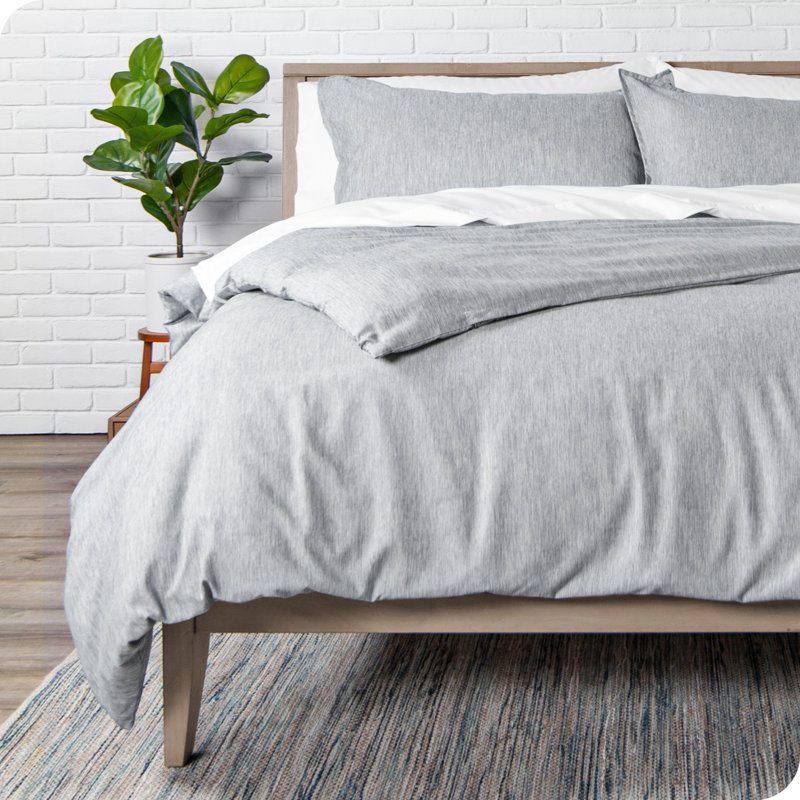 Premium Microfiber Duvet Cover and Sham Set, Oversized Queen Duvet Cover + 2 Standard Shams, Heather Pewter