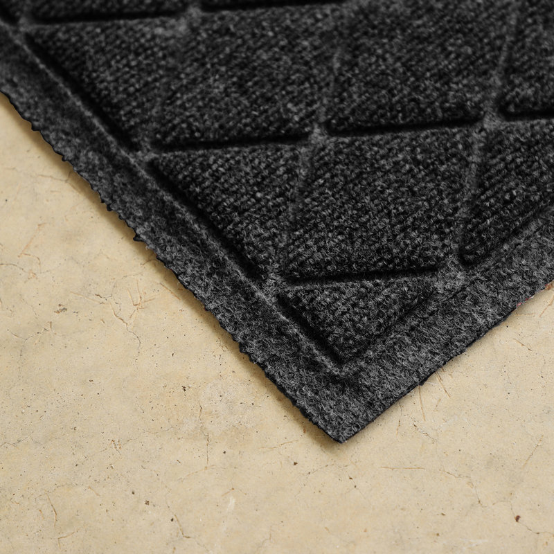 WaterHog® Argyle 22 in. x 60 in. Indoor Outdoor Runner Doormat, Charcoal, Rectangle 22" x 60"