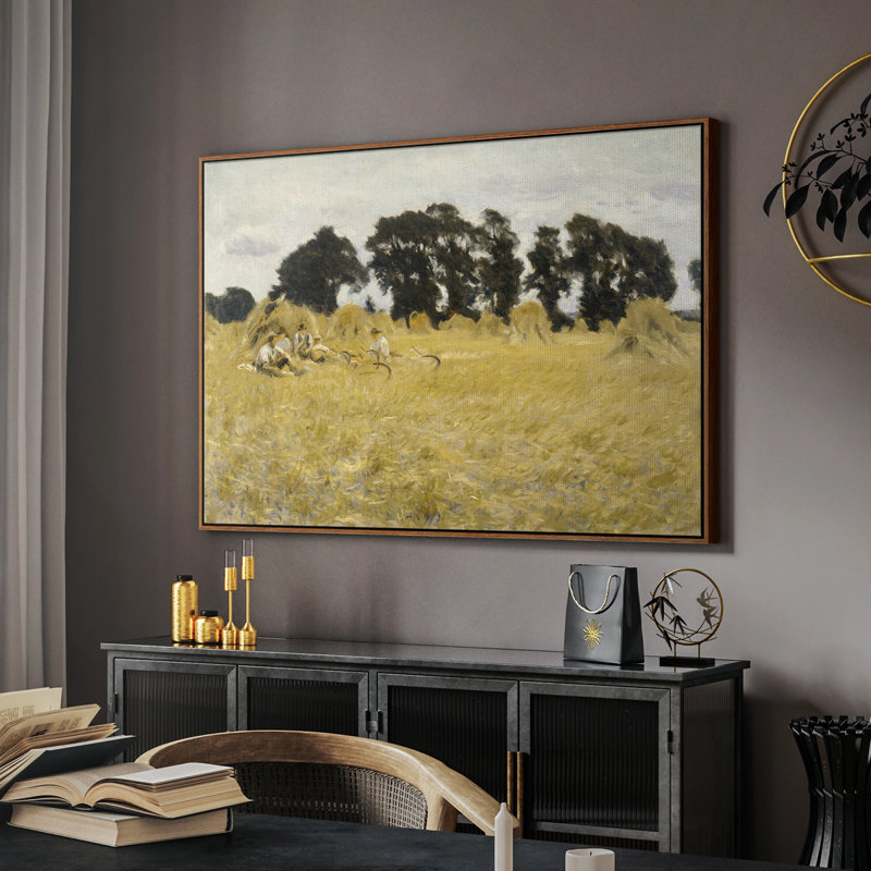Paysage rétro -DCCLII, Toile encadrée noyer flottant, H 25 po x l 37 po x P 2 po