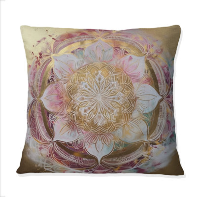 Rose Gold Mandala II - Boho Mandala Printed Throw Pillow