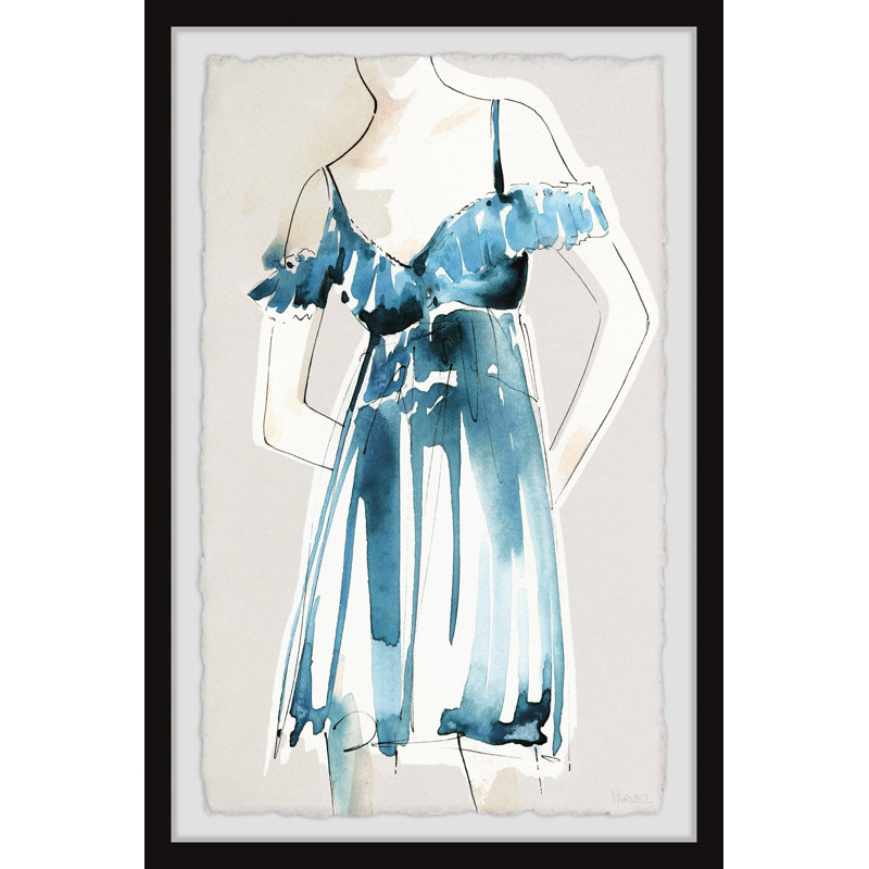 Blue Nightgown by Parvez Taj - Single Picture Frame Painting, 45 cm H x 38 cm W