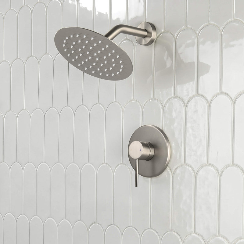 Ensemble de robinet de douche complet à pression équilibrée circulaire, Brushed Nickel