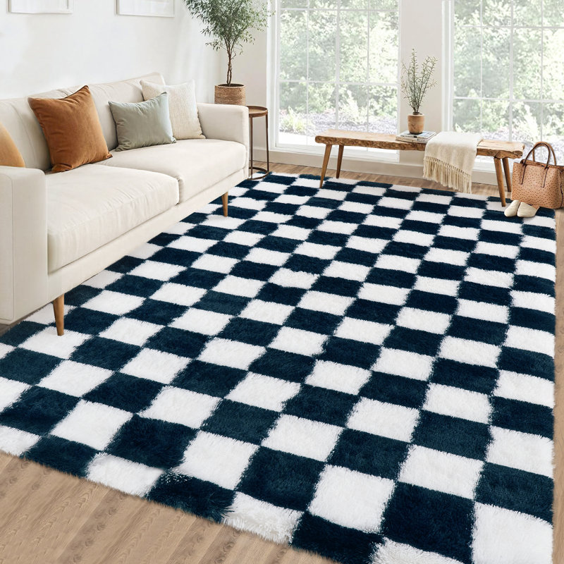 Abstract Rug Checkerboard Area Carpet Machine Washable Non-slip Stain Resistant Rugs for BedroomNurseryLiving RoomHome Office