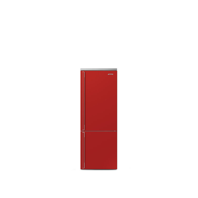 SMEG Portofino 27.7" Bottom Freezer Refrigerator 16.26 cu. ft., Red, Left Handed
