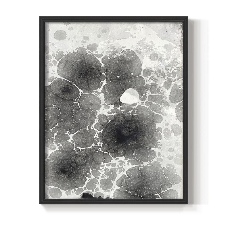 Marbré I, reproduction encadrée - bois massif, Noir, noir, noir, noir, H 15 po x l 12 po