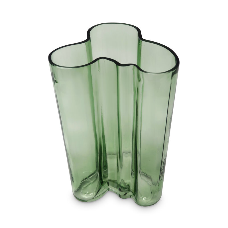 Tinted Curved Vase, 9.80" H x 5.50" W x 6.50" D, Green