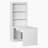 83.4"Tall Bookshelf with Writing Desk, Modern Bookcase with Study Desk, Workstation with Storage Shelf,Storage Bookcase with Open Shelves and LED Lighting for Living Room,Home Office,White