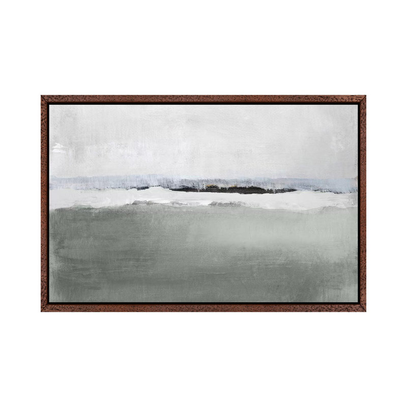 Misty Grey Dreams by Lanie Loreth - Painting on Canvas, 66.04cm H x 101.6cm W x 3.81cm D, Classic Brown Wood Floater Framed