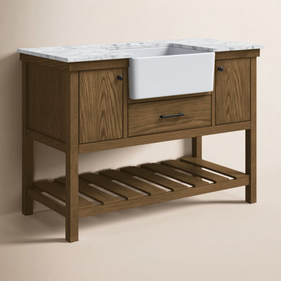 Booneville 48'' Single Bathroom Vanity with Carrara Marble Top