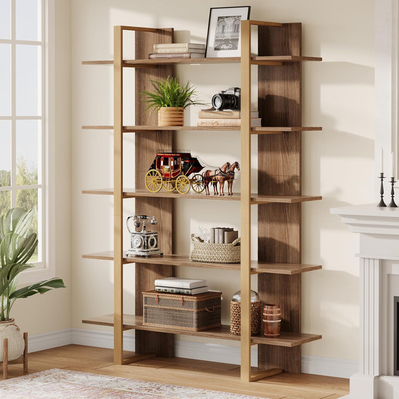 Bibliothèque 70,87 "à 5 niveaux avec cadre en métal pour salon, bureau à domicile