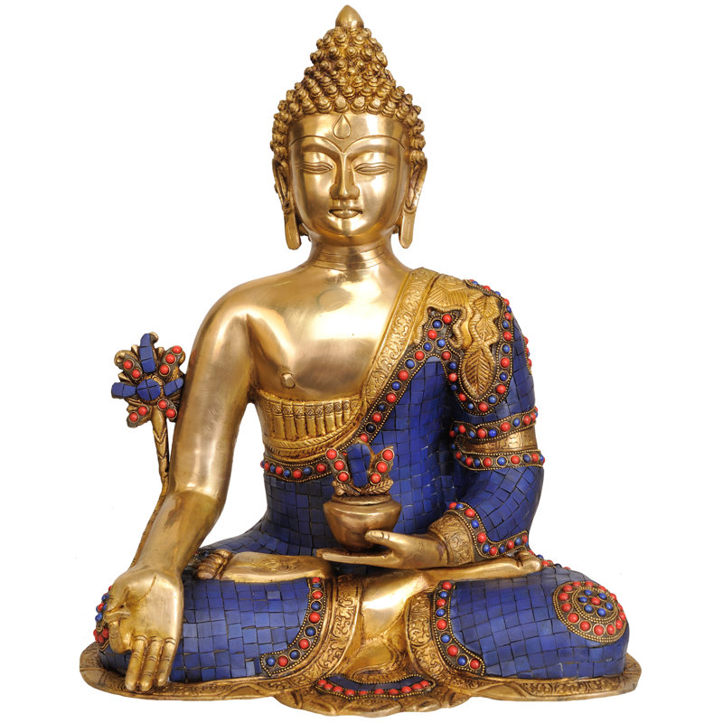 Bouddha guérisseur lapis (statue incrustée)