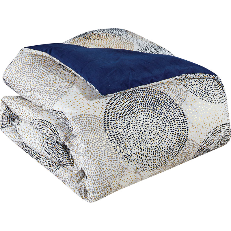 Ensemble d'édredon en microfibre gris / blanc 5 pièces Metallic, Édredon pour lit grand + quatre taies décorative