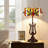 Vintage Stained Glass Table Lamp With E26 Warm Light,Bronze Base