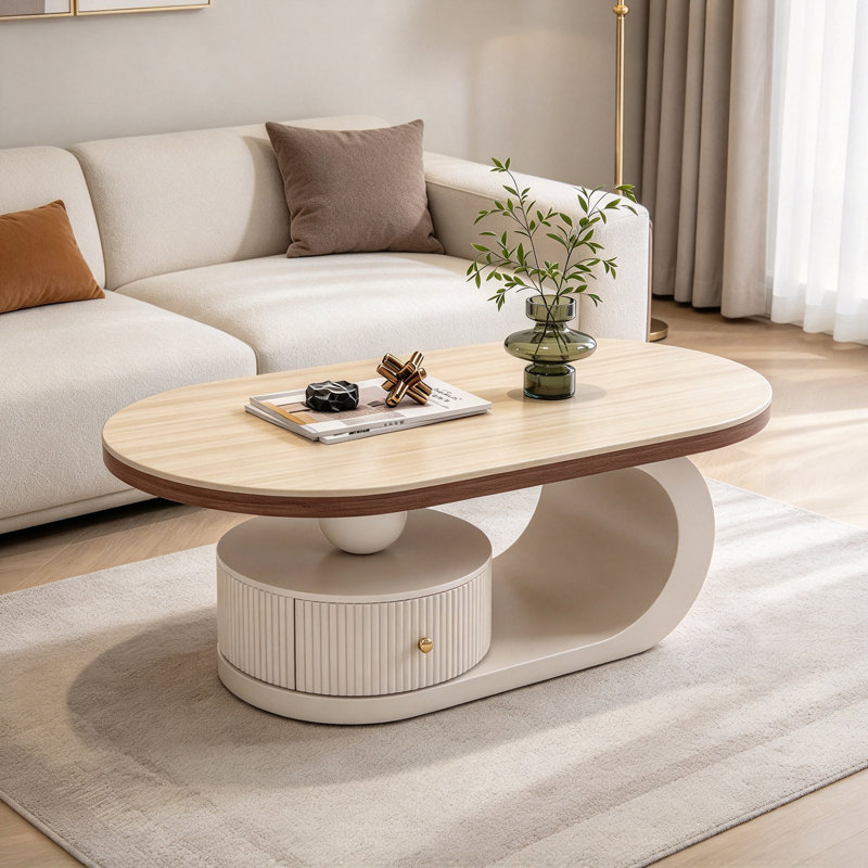 Table basse avec tiroirs de rangement Simple Rock, 15.74" H x 35.43" W x 17.71" D, Beige, Slate