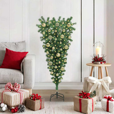 vidaXL Upside-down Artificial Pre-lit Christmas Tree with Ball Set