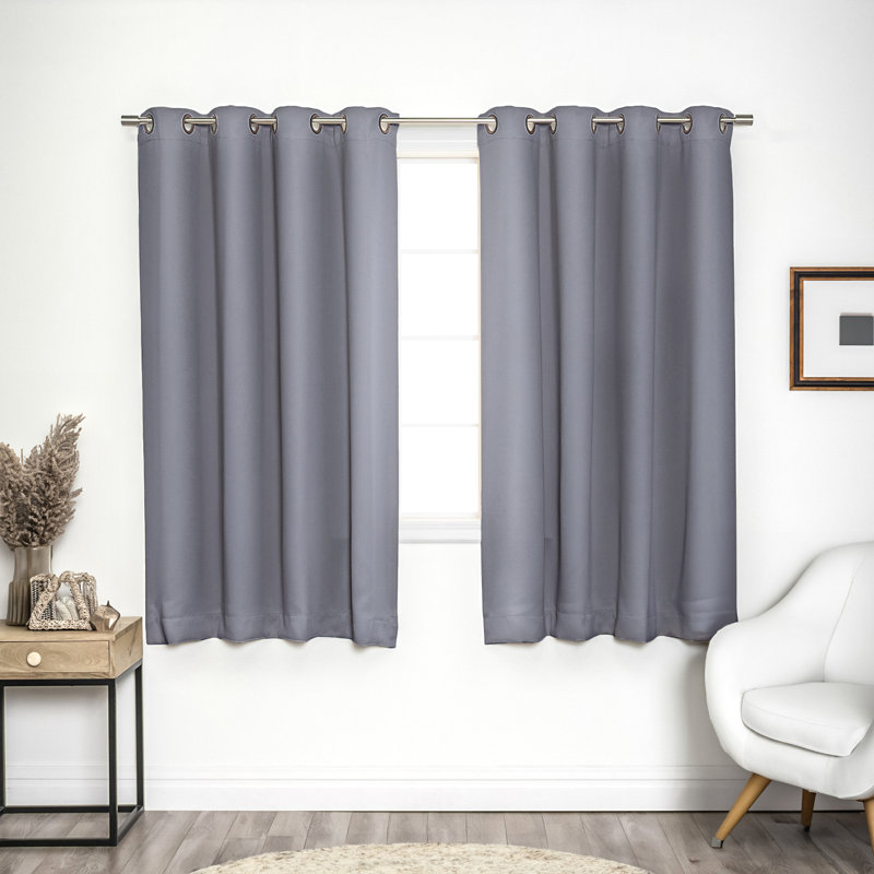 Adina Sevan Solid Thermal Grommet Curtain Panels, 52"W x 63"L, Grey