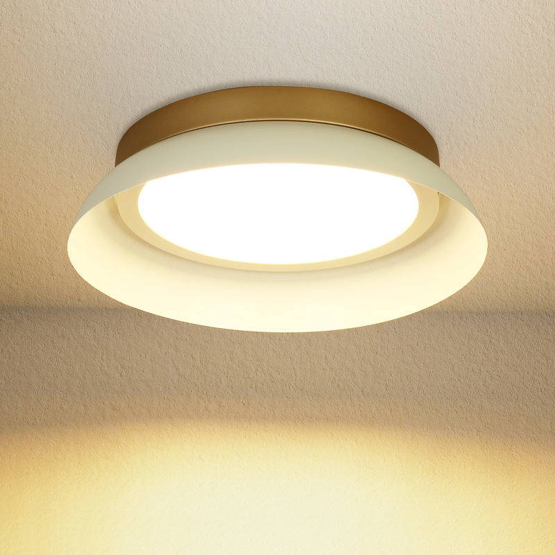 1 plafonnier encastré DEL 15,4 pouces 24 W à intensité variable 5 CCT blanc et or (paquet de 1), Blanc et or