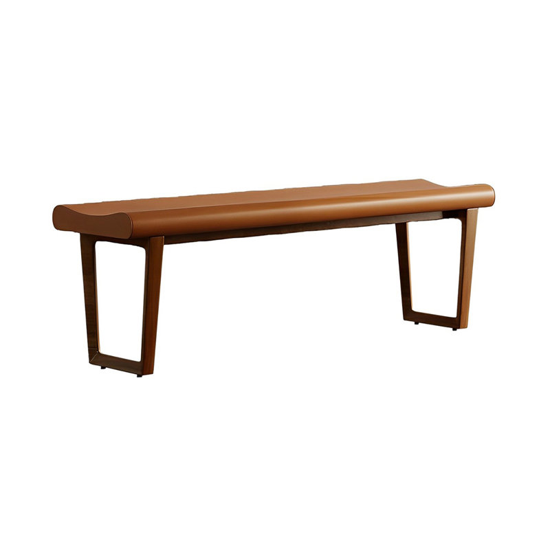 Banc rembourré en cuir Nereya, Orange, H 16,53 po x l 59,05 po x P 15,74 po