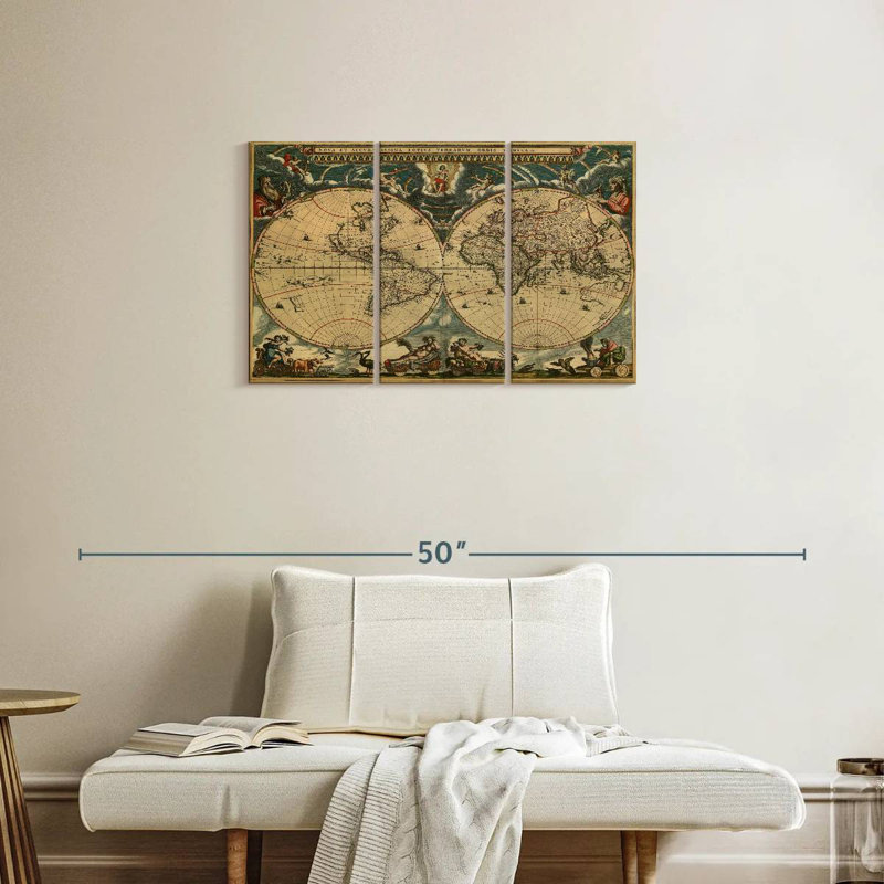 Aliaz 1600s World Map, 20" H x 33" W