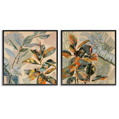Neutral Tropical Organics 2pc Framed Giclee Set, design by Dusza