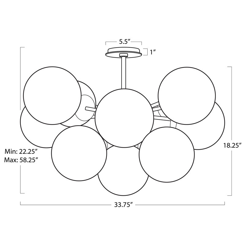 Shine 12 - Light Semi Flush Mount, Swirl Glass, Polished Nickel