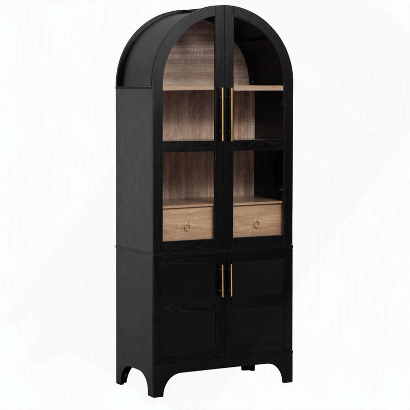 Armoire de cuisine de style champêtre avec arche et rangement multifonctionnel et durable, Noir