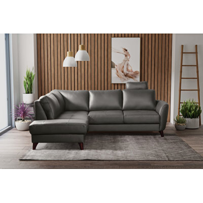 Migues Leather Corner Sofa with Sleeping Function and Storage